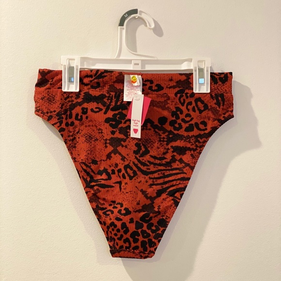 Red Leopard High Waist Swim Bottoms - Picture 4 of 6